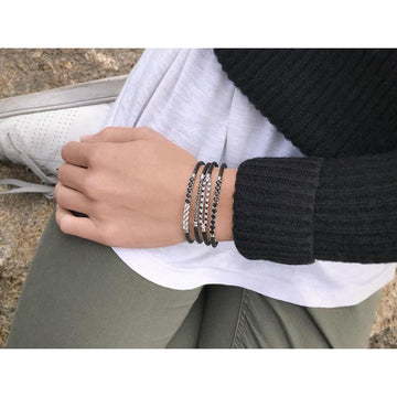 18kt Stainless Steel Black Cable Topaz Onyx Bracelet