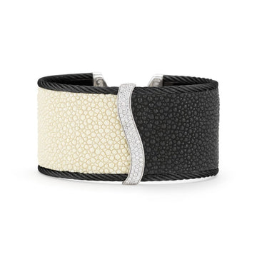 18kt Stainless Steel 'Stingray' Diamond Cuff
