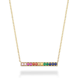 10kt Gold Rainbow Bar Necklace