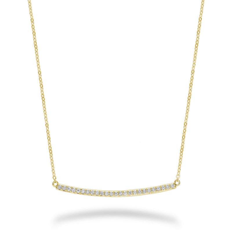 14kt White Gold Curved Diamond Bar Necklace