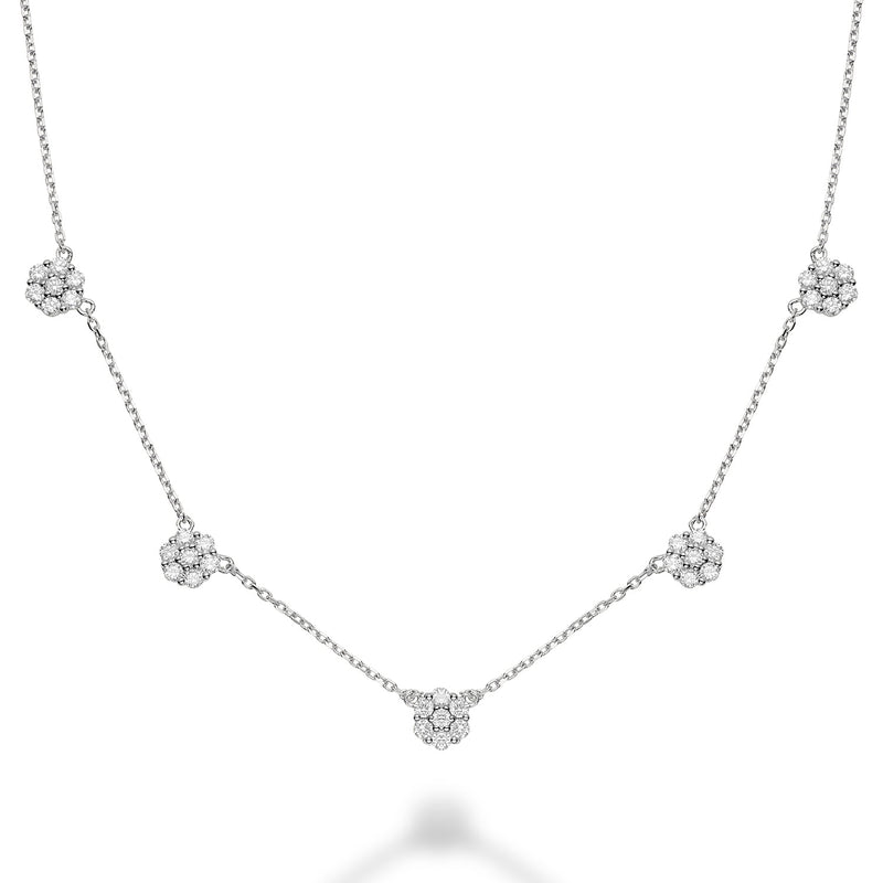 5 Station Flower Diamond Necklace