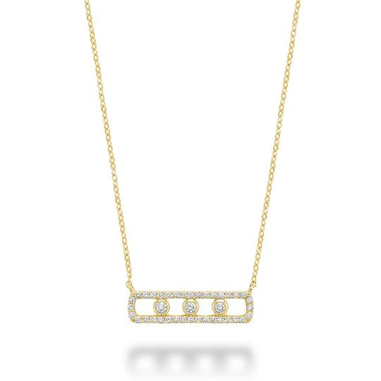 14kt Yellow Gold Bar Necklace with Diamonds