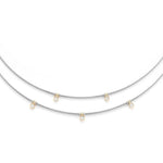 18kt Stainless Steel Grey Cable Layered Diamond Necklace