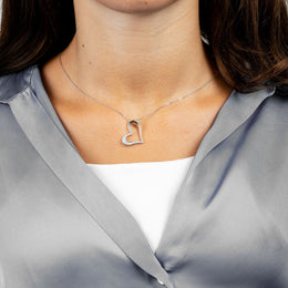 14kt Gold Pave Diamond Sideways Heart Necklace