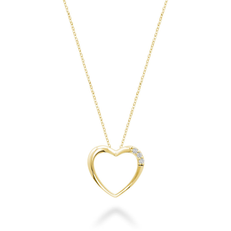 10kt Gold 3 Stone Diamond Heart Pendant