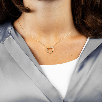 10kt Gold 3 Stone Diamond Heart Pendant