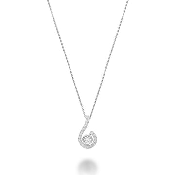 14kt Gold Swirl Drop Diamond Pendant