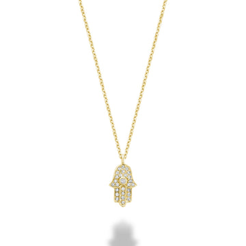 14kt Gold Diamond Hamsa Pendant .09tw