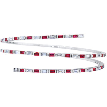 18kt White Gold Ruby and Diamond Wrap Bracelet