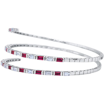 18kt White Gold Ruby and Diamond Wrap Bracelet