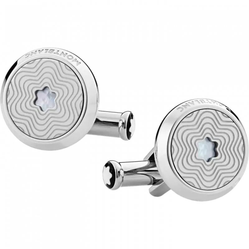 Steel Cufflinks With MOP Exploding Star