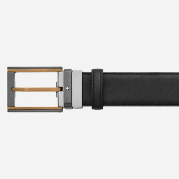 Rectangular Stainless Steel Brown Gold-Coated and Black PVD Pin Buckle Belt