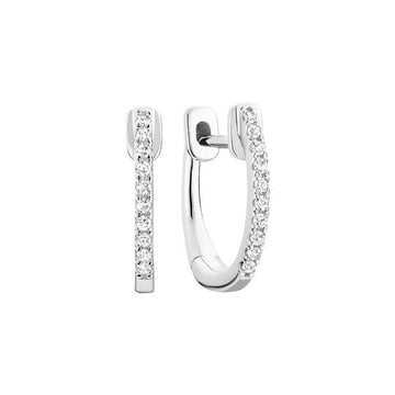 14kt White Gold Diamond Huggie Hoops