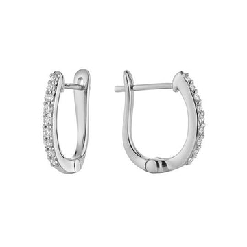 14kt White Gold Diamond Oval Hoop Earrings