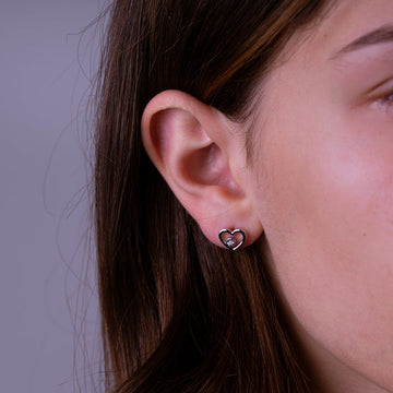 10kt Gold Heart Shape Illusion Diamond Stud Earrings