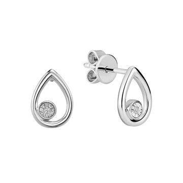 10kt Gold Pear Shape Illusion Diamond Stud Earrings
