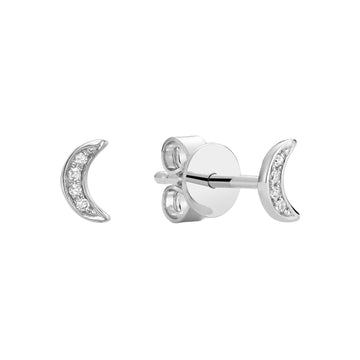 10kt Gold Half Moon Diamond Earrings