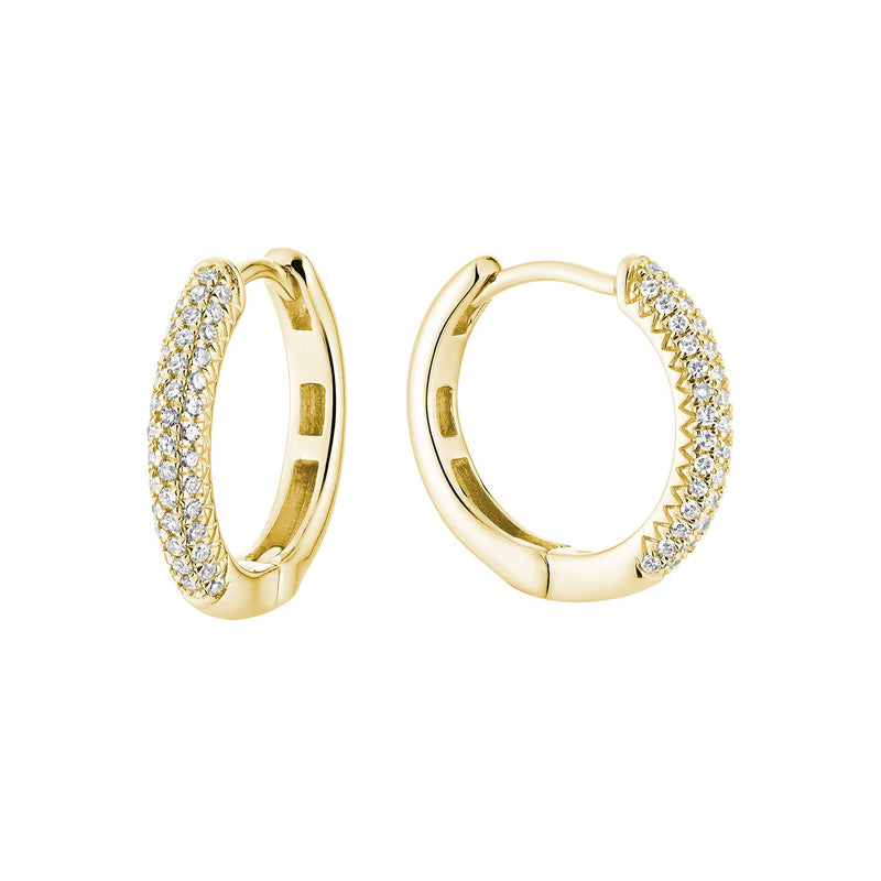 14kt Gold 3 Row Pavé 1/2in Hoops