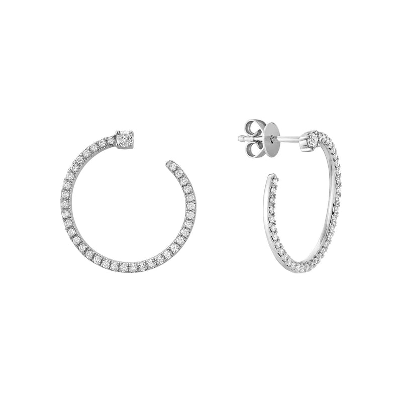 14kt Gold Curled Crescent Diamond Earrings