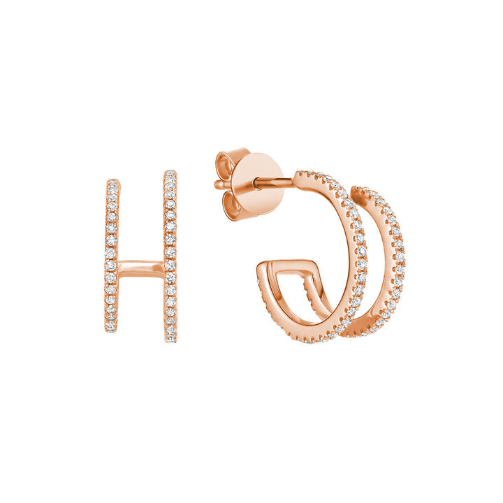 14kt Gold Diamond Double Hoop Earrings