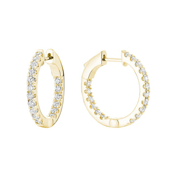 14kt Gold Inside Out Diamond Hoop Earrings 0.98cts