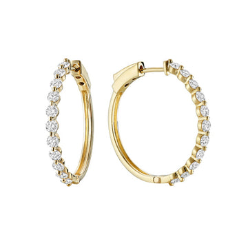 14kt Gold Diamond Hoop Earrings 1.36ct
