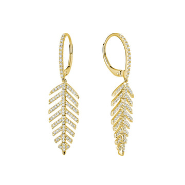 14kt Gold Diamond Leaf Earrings