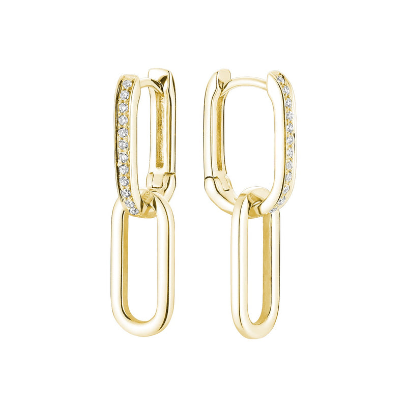 14kt Gold Diamond Paperclip Earrings