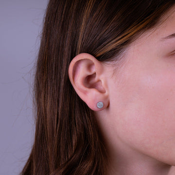 10kt Gold Round Cluster Diamond Pave Earrings