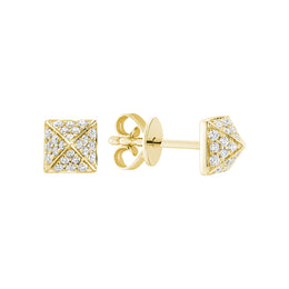 14kt Gold Pave Pyramid Spike Diamond Earrings