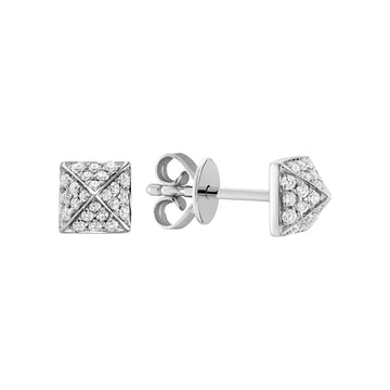 14kt Gold Pave Pyramid Spike Diamond Earrings