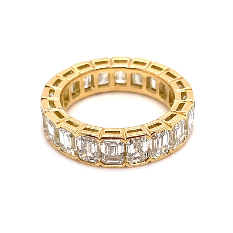18kt Half Bezel Emerald Cut Eternity Diamond Ring