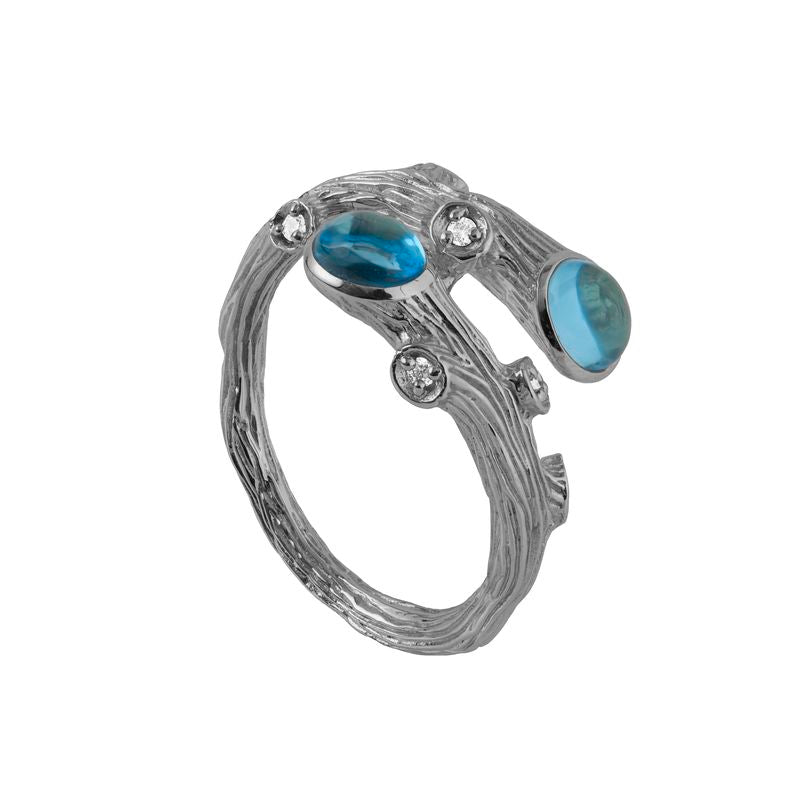 Michael Aram Enchanted Forest Blue Topaz and Diamond Ring