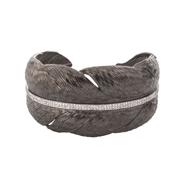 Michael Aram Oxidised Feather Diamond Cuff