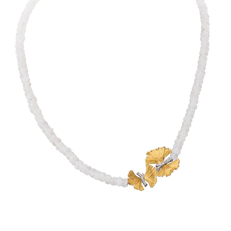 Michael Aram Butterfly Ginkgo Necklace with Moonstone and Diamonds