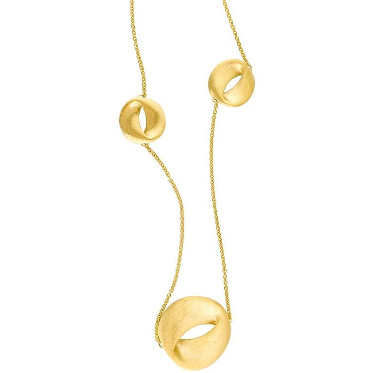 18kt Yellow Gold Matte Oval Necklace