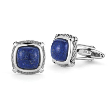 18kt Steel Lapis Cufflinks