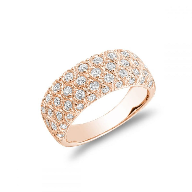 14kt Rose Gold 3 Row  Diamond Weave Band