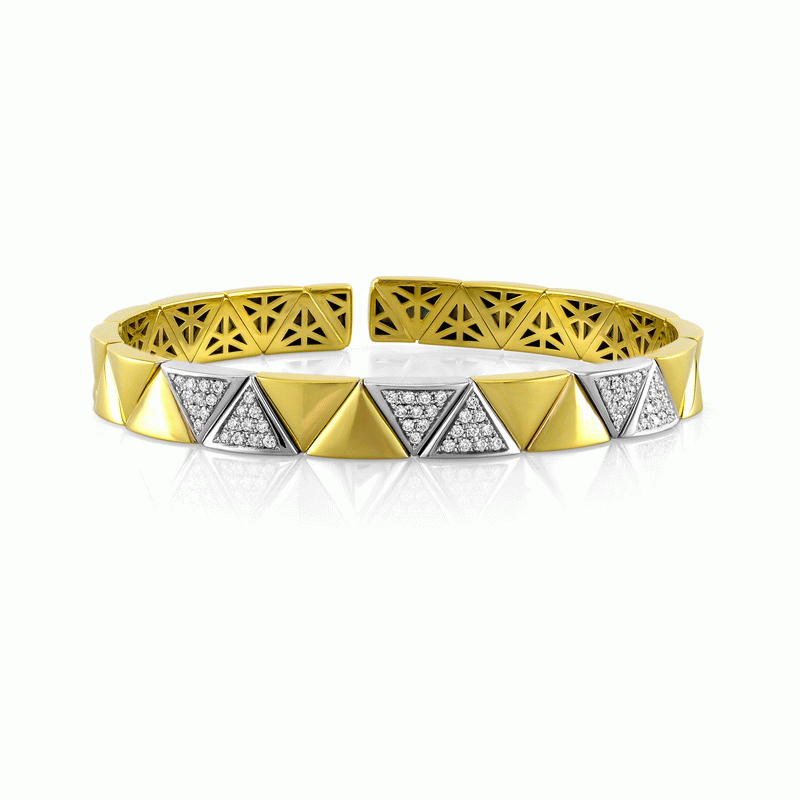 18kt Yellow and White Gold Triangle Bangle
