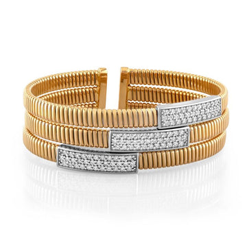 18kt Rose Gold 3 Bar Diamond Bangle