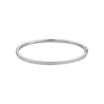 White Gold Two Row Diamond Pave Bracelet
