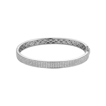 White Gold Four Row Diamond Pave Bracelet