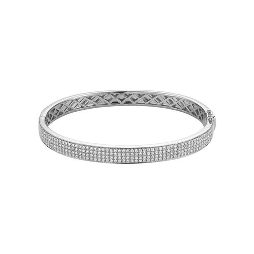 White Gold Four Row Diamond Pave Bracelet