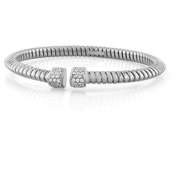 18kt Gold Pyramid Coil Open Diamond Bangle