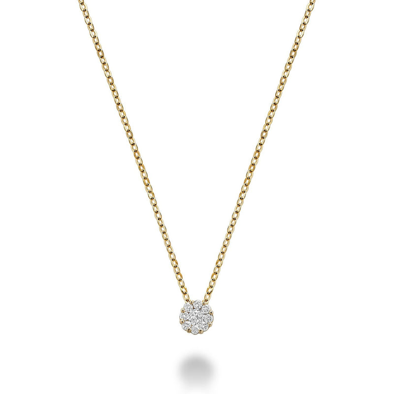 14kt Yellow Gold Cluster Necklace 0.50cts