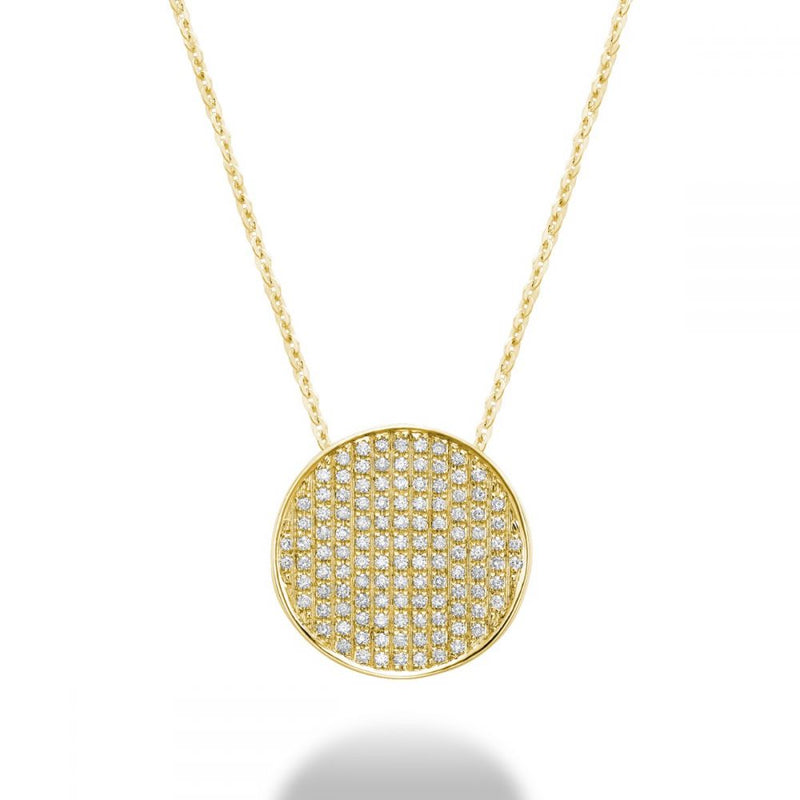 Yellow Gold Curved Disk Pendant