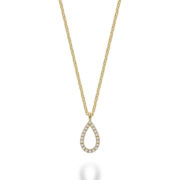 Yellow Gold Small Pear Shape Diamond Pendant