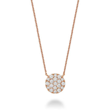White Gold Round Cluster Diamond Pave Pendant