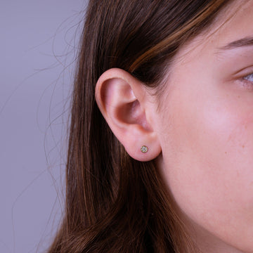 10kt Gold Round Cluster Diamond Studs