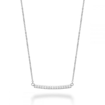 14kt Gold Curved Diamond Bar Necklace